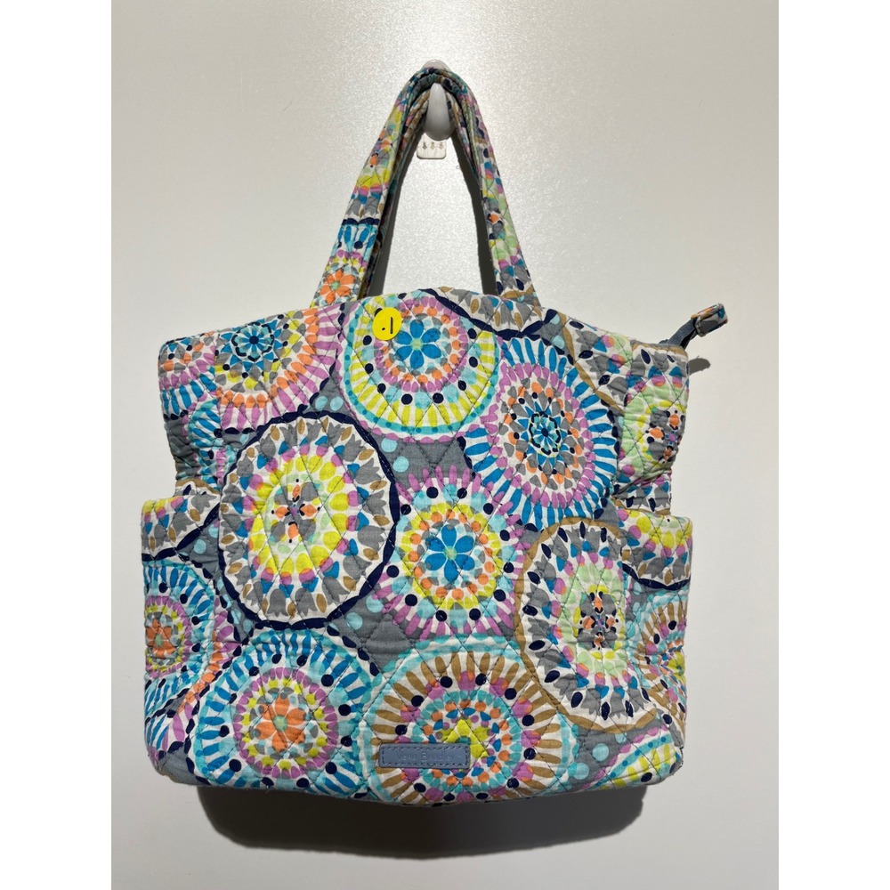 Vera Bradley Kaleidoscope Rosettes Quilted Cotton Zip Top Tote Bag Multicolor